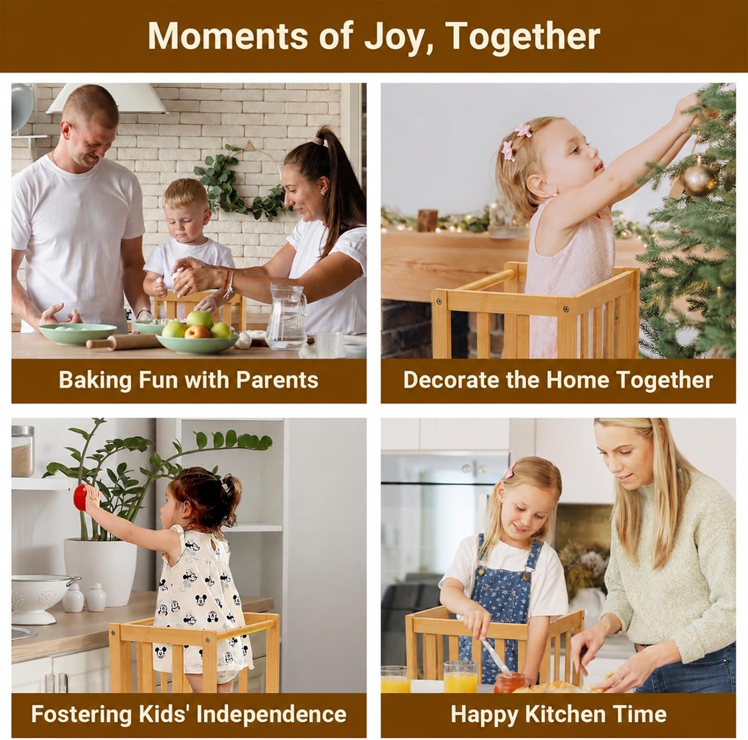 Thumbnail 6 de Cosyland Toddler Kitchen Standing Tower (Natural) – A practical learning helper for 1.5–3 year olds