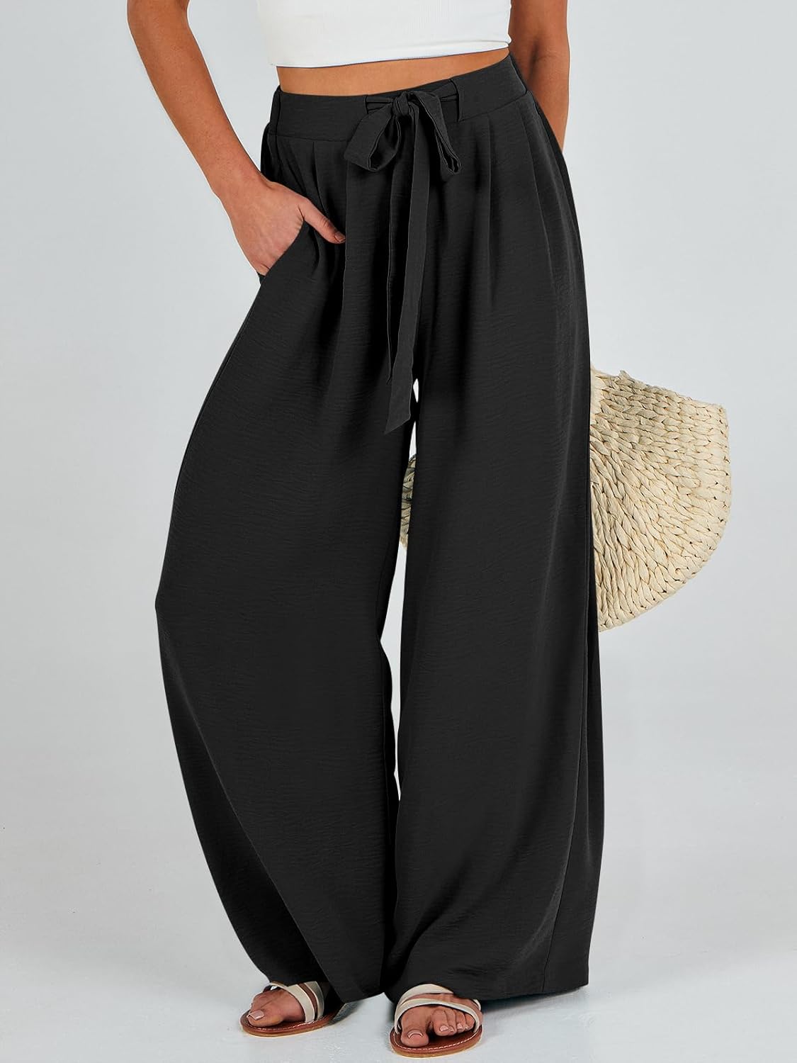 Detalle 2 de Caracilia Wide Leg Palazzo Pants High Waist