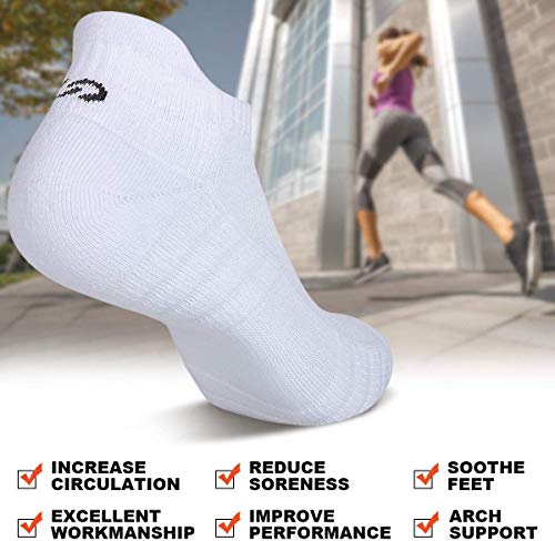 Detalle de Lapulas Athletic Ankle Socks — Low Cut Cushioned Anti-Blister Running Socks (6 Pairs, White, Men's & Women's, Size M)