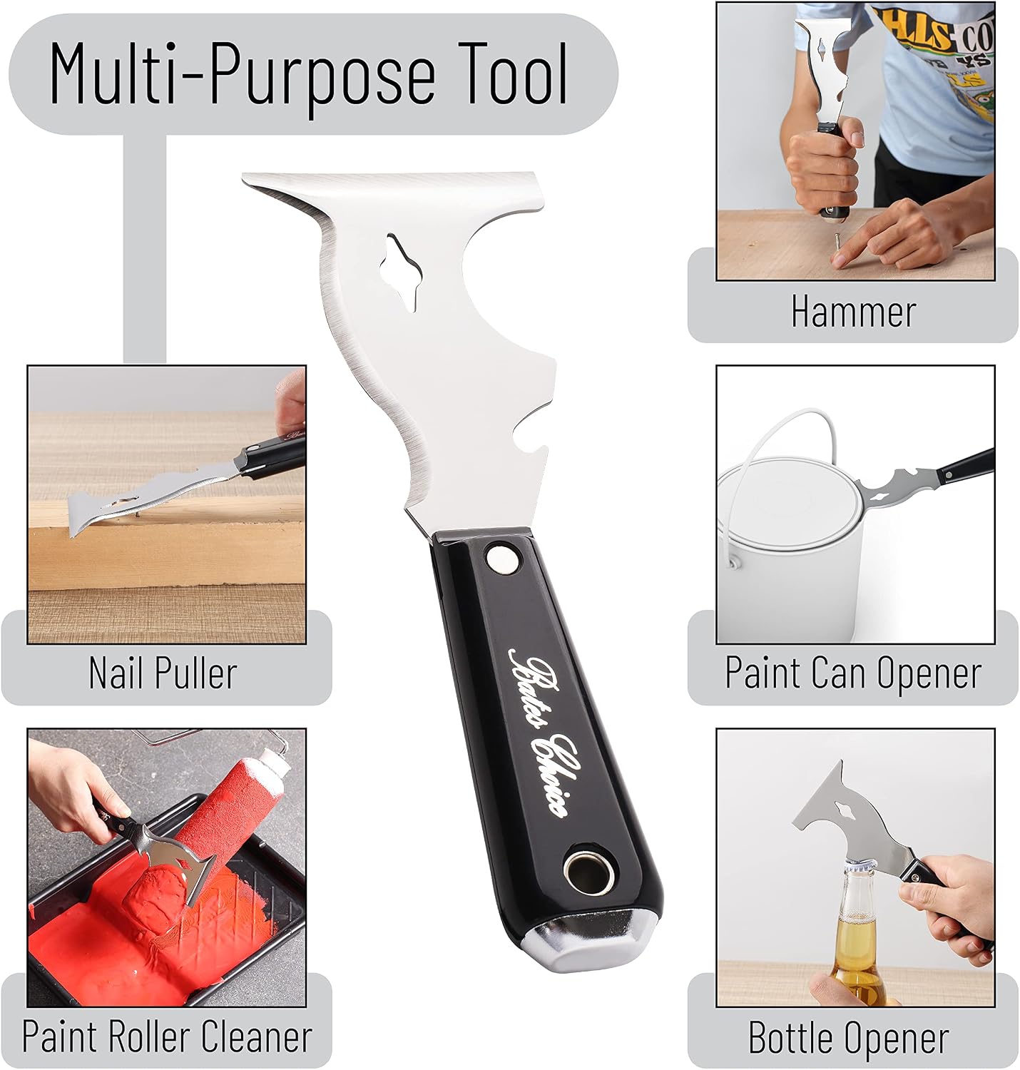 Detalle de Bates Choice JEOP002B419VQ 10-in-1 Paint Scraper Set, Stainless Steel, 2-Piece