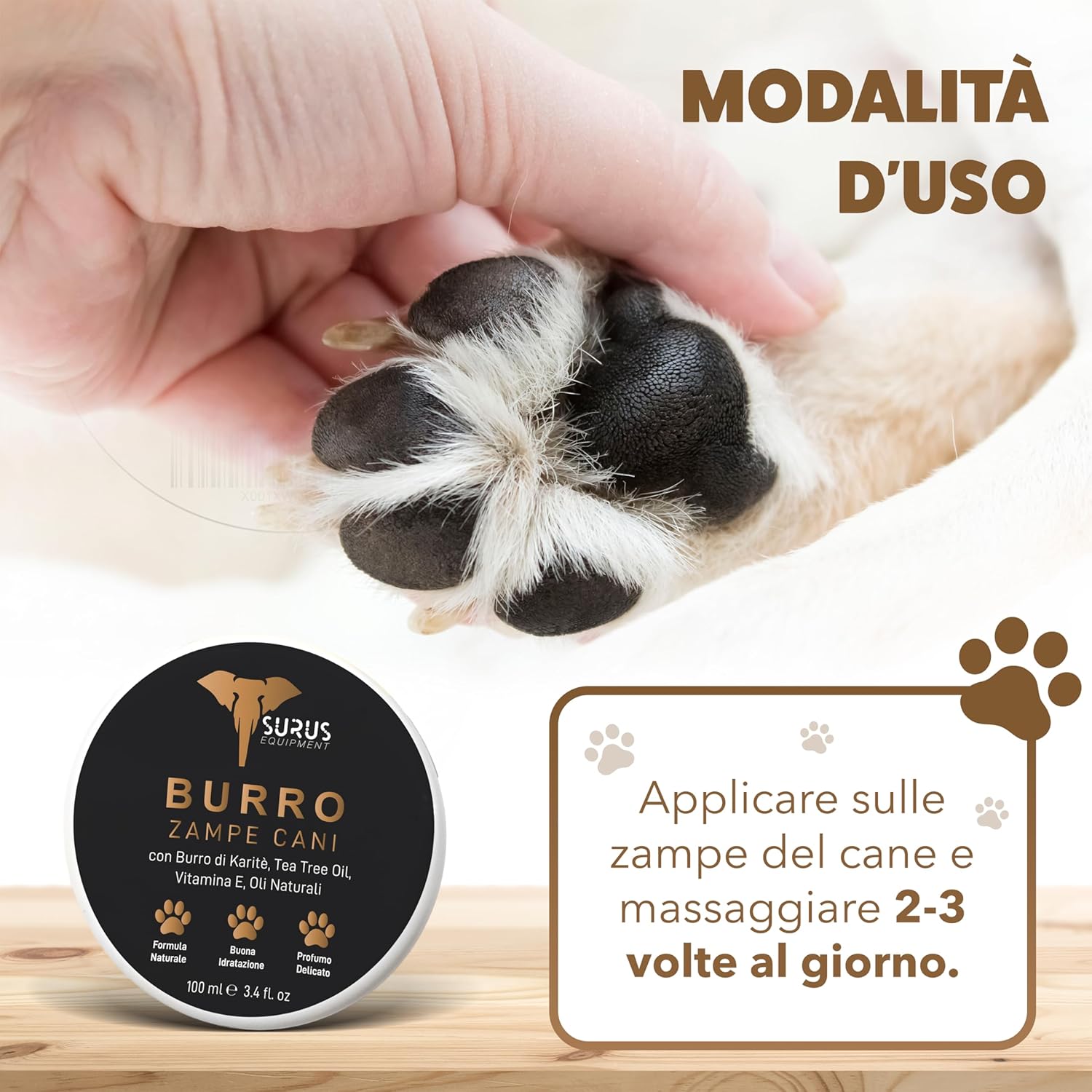 Thumbnail 6 de SURUS EQUIPMENT Crema Polpastrelli Cane Naturale 100 ml – Protezione Idratante con Vitamina E, Burro di Karité e Cera d'Api