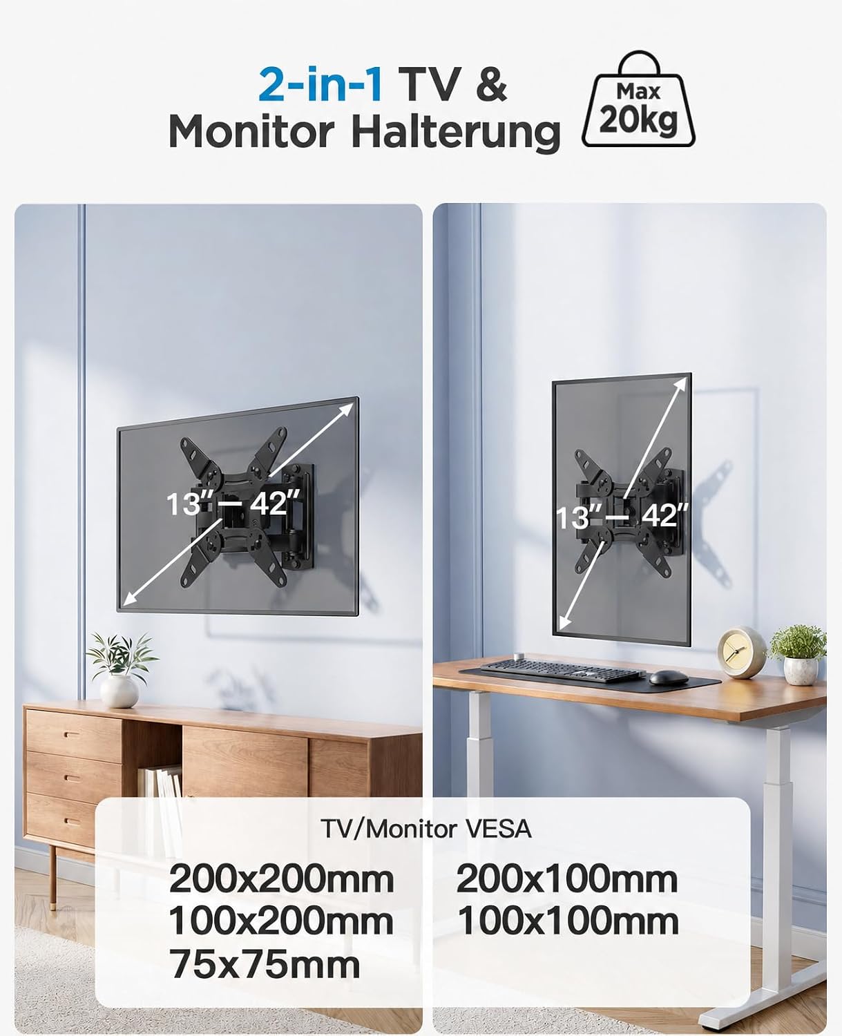 Detalle 2 de PERLESMITH TV Wandhalterung 13–42 Zoll