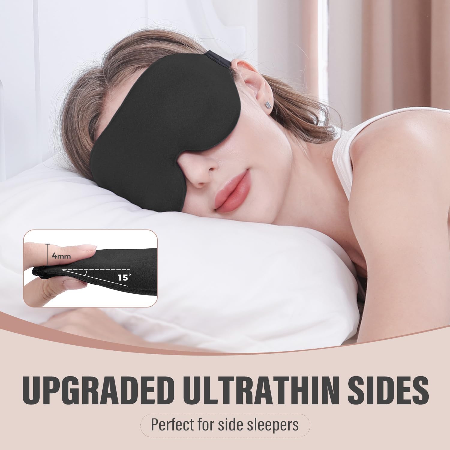 Detalle de YIVIEW Sleep Mask for Side Sleeper with Complete Light Blocking and 3D Eye Cups