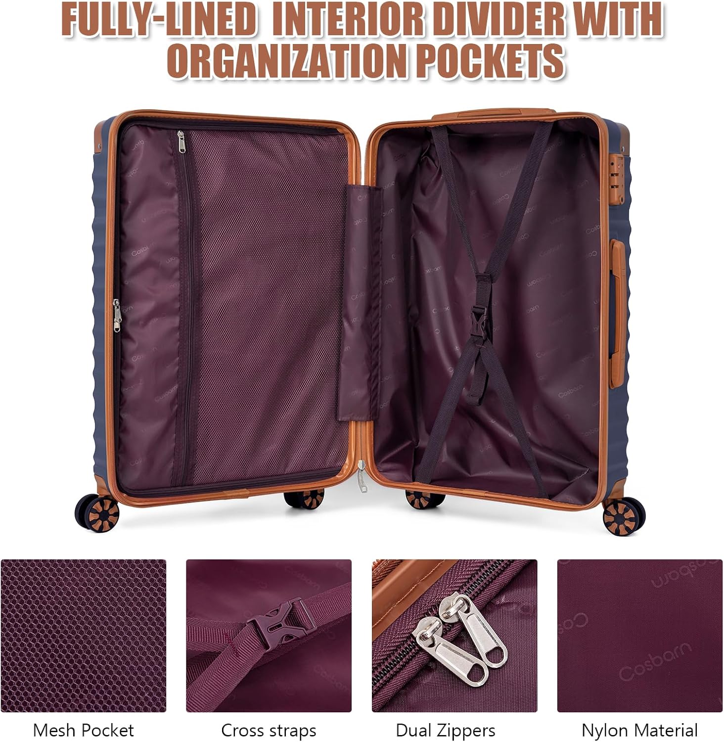 Thumbnail 3 de Cosbarn Luggage Sets 5-Piece with TSA Lock: Lightweight ABS Hardside Spinner Set in Dark Blue