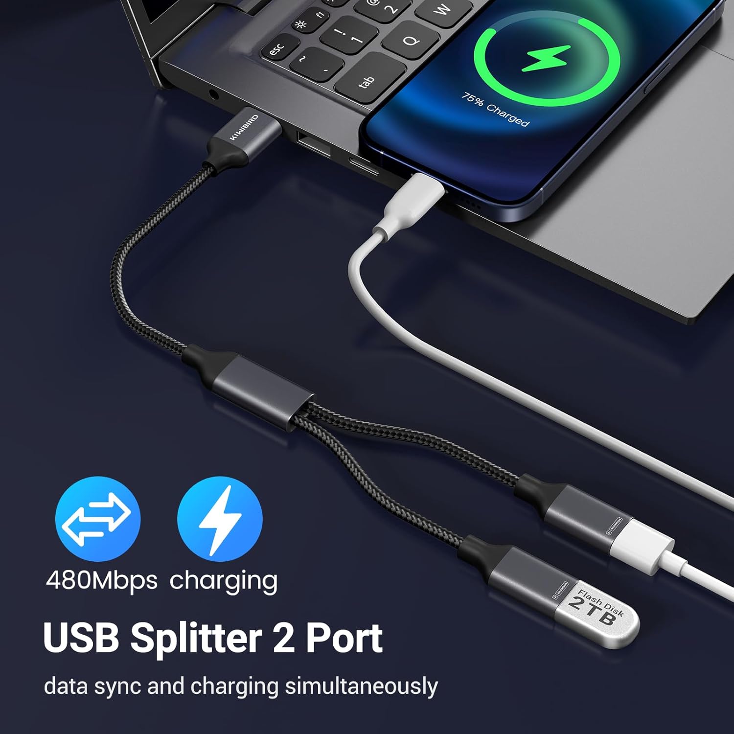 Thumbnail 2 de KiwiBird USB Splitter 2 Port 1×2 USB adapter
