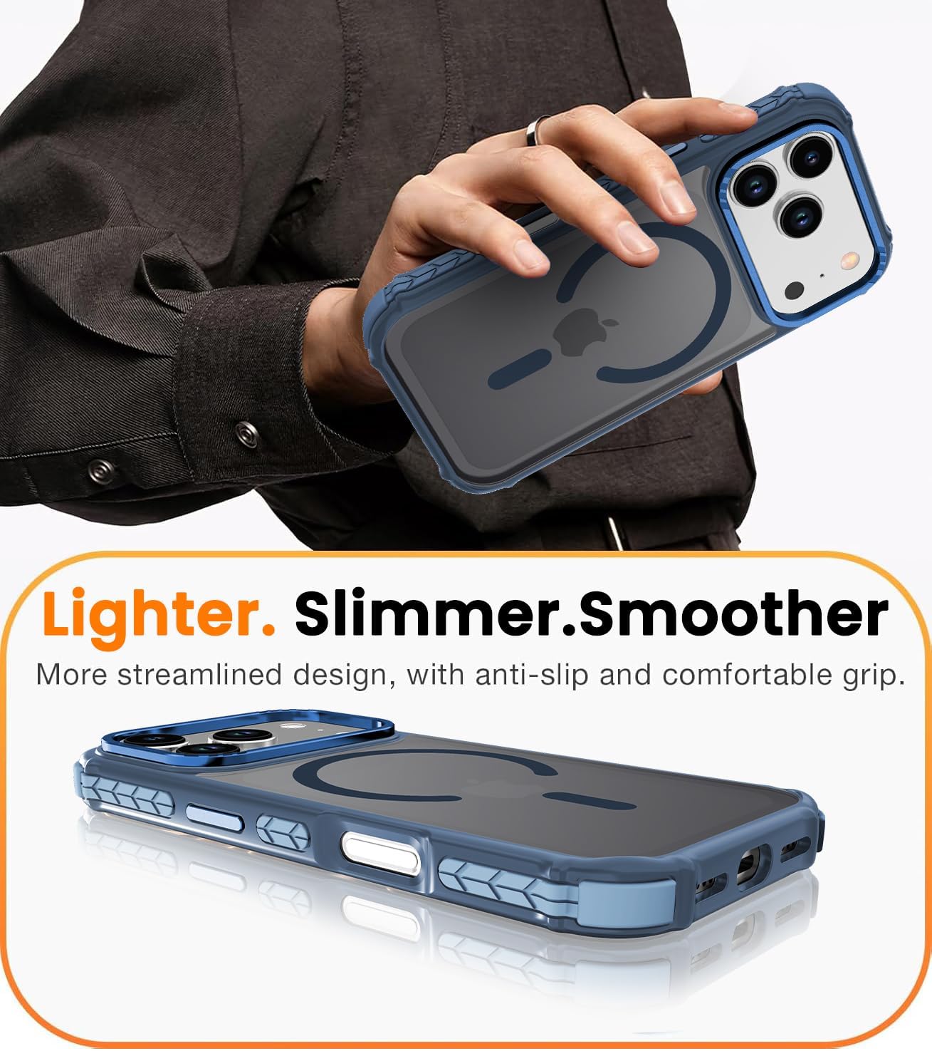 Thumbnail 6 de DEERLAMN IP17PROCASE01 Magnetic iPhone Case, Matte Blue, MagSafe-Compatible