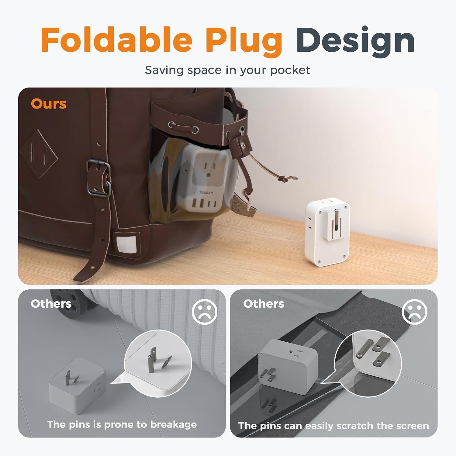 Thumbnail 2 de TESSAN TS-WS06US00 Wall Outlet Extender, 4 AC Outlets, 4 USB Ports
