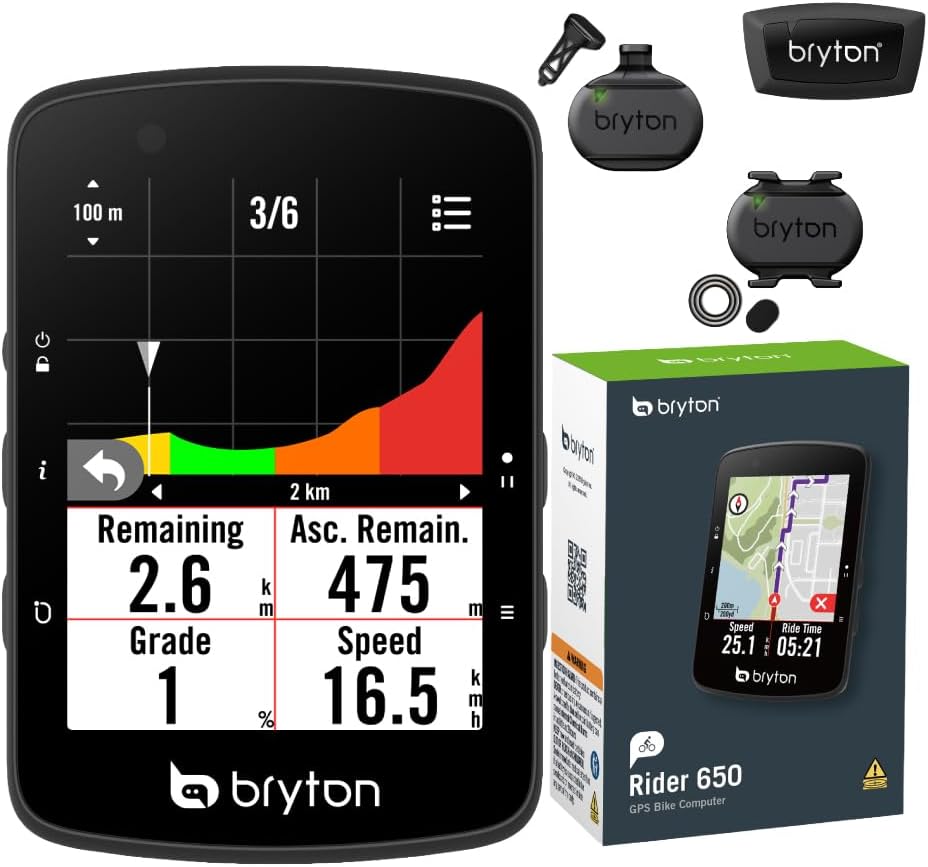 Detalle de Bryton Rider 650T: Ciclocomputer GPS con kit Dual Sensor e HRM, navigazione avanzata e mappe precaricate