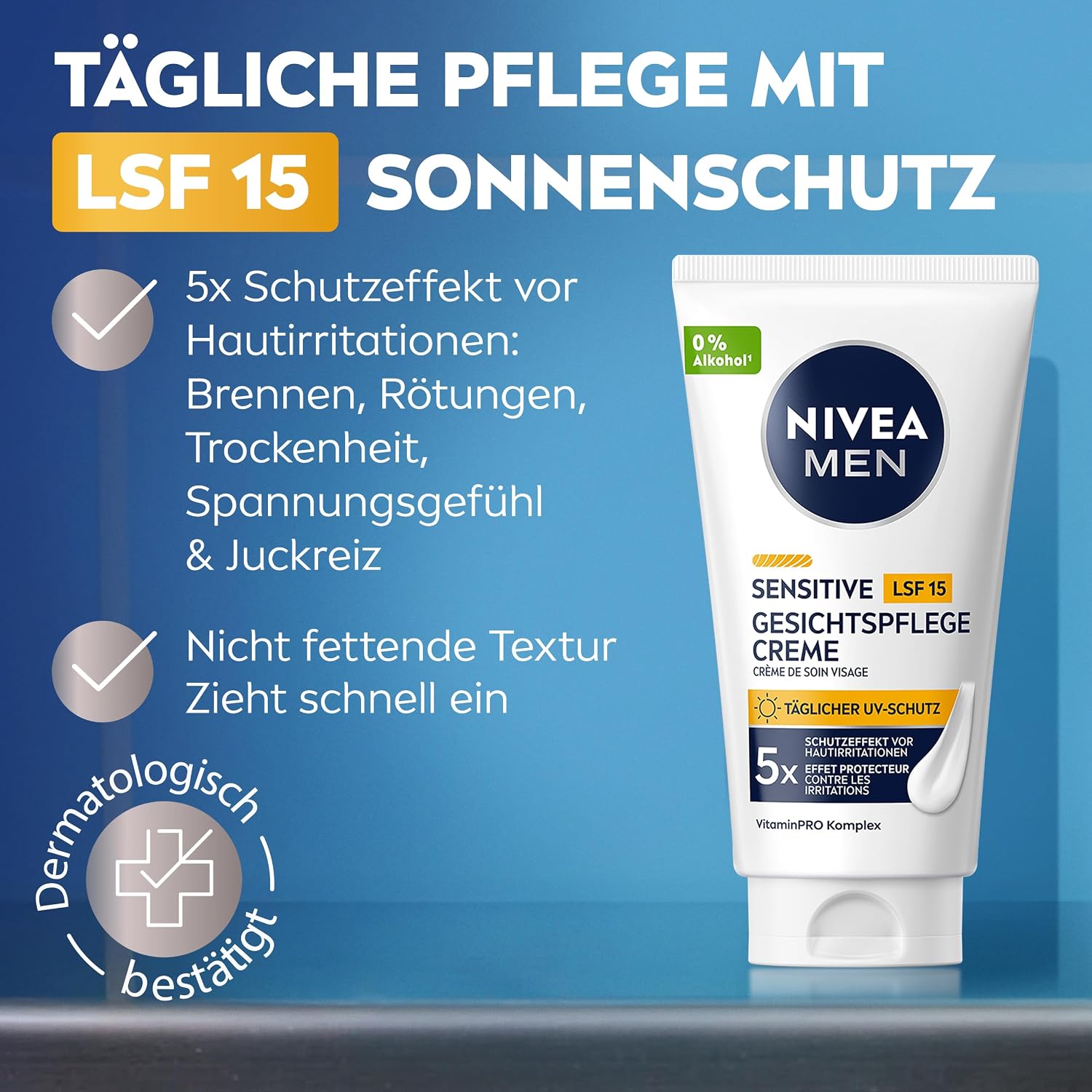 Thumbnail 1 de NIVEA MEN Sensitive Gesichtspflege Creme mit LSF 15 – 75 ml