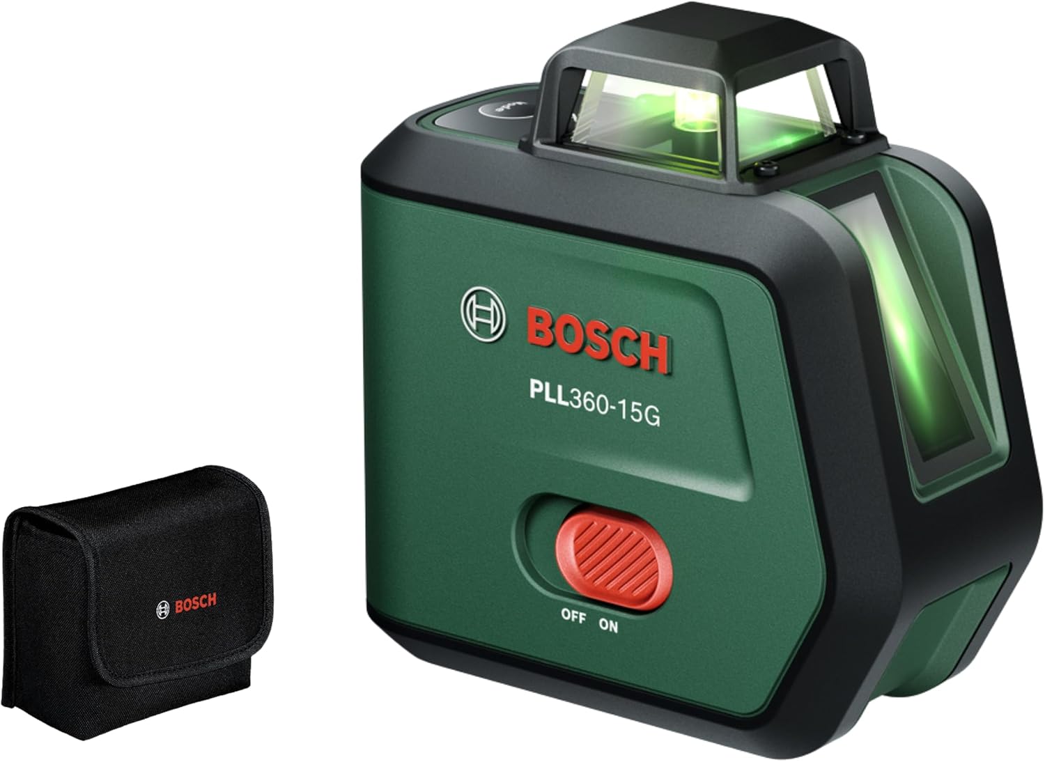 Detalle de Bosch PLL360‑15G lijnlaser met 360°-lijn, groene laser en IP54