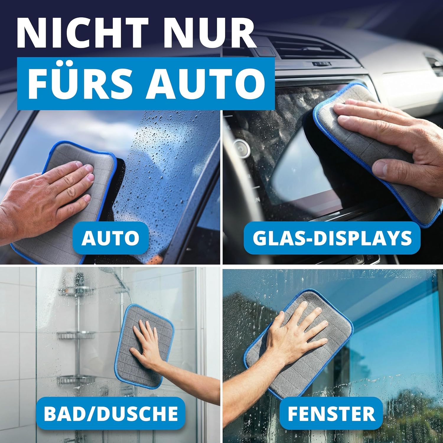 Detalle de LICARGO 2X Glas & Scheiben Pads – Carbon Fenstertuch, streifenfrei, 16x22 cm