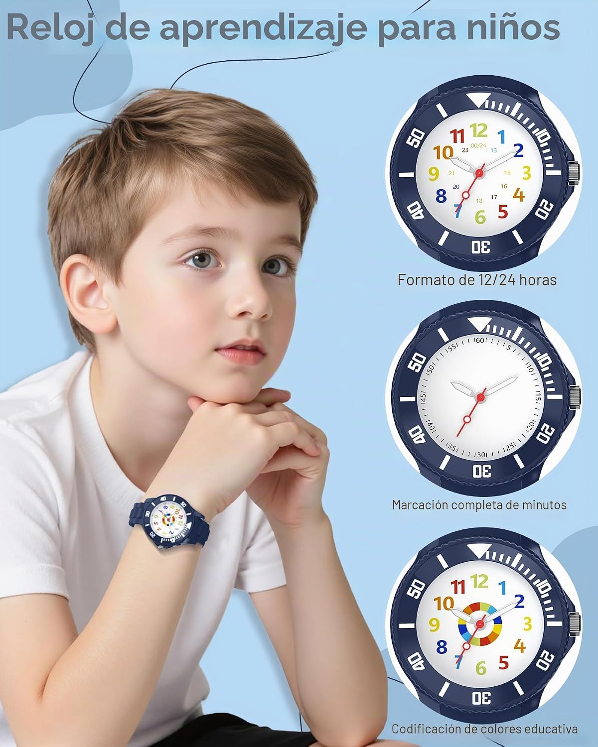 Detalle de Ayybboo Analógico: reloj educativo para niños 4–12 años