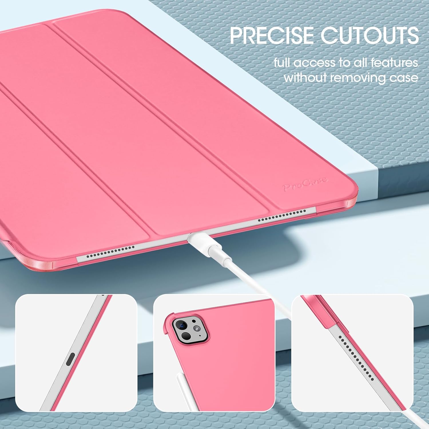 Thumbnail 5 de ProCase Hülle für iPad Pro 13 Zoll M5/M4 (2025/2024) – Dünn, transluzente Rückhülle, Melone Rosa