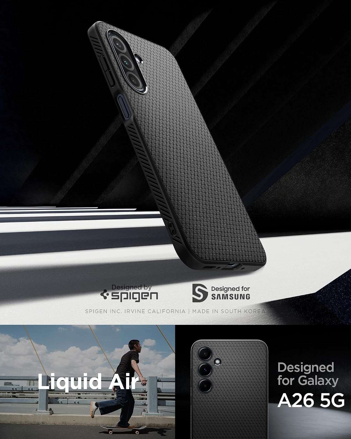 Detalle 2 de Spigen Liquid Air per Samsung Galaxy A26 5G (nero opaco) – cover sottile in TPU con Air Cushion