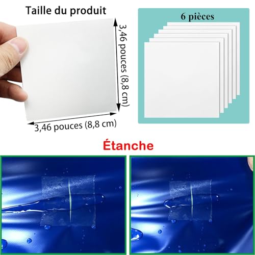 Thumbnail 1 de Kit de réparation KAIHENG 6 pièces TPU – 8,8 cm x 8,8 cm, imperméable pour piscines gonflables et objets tubulaires