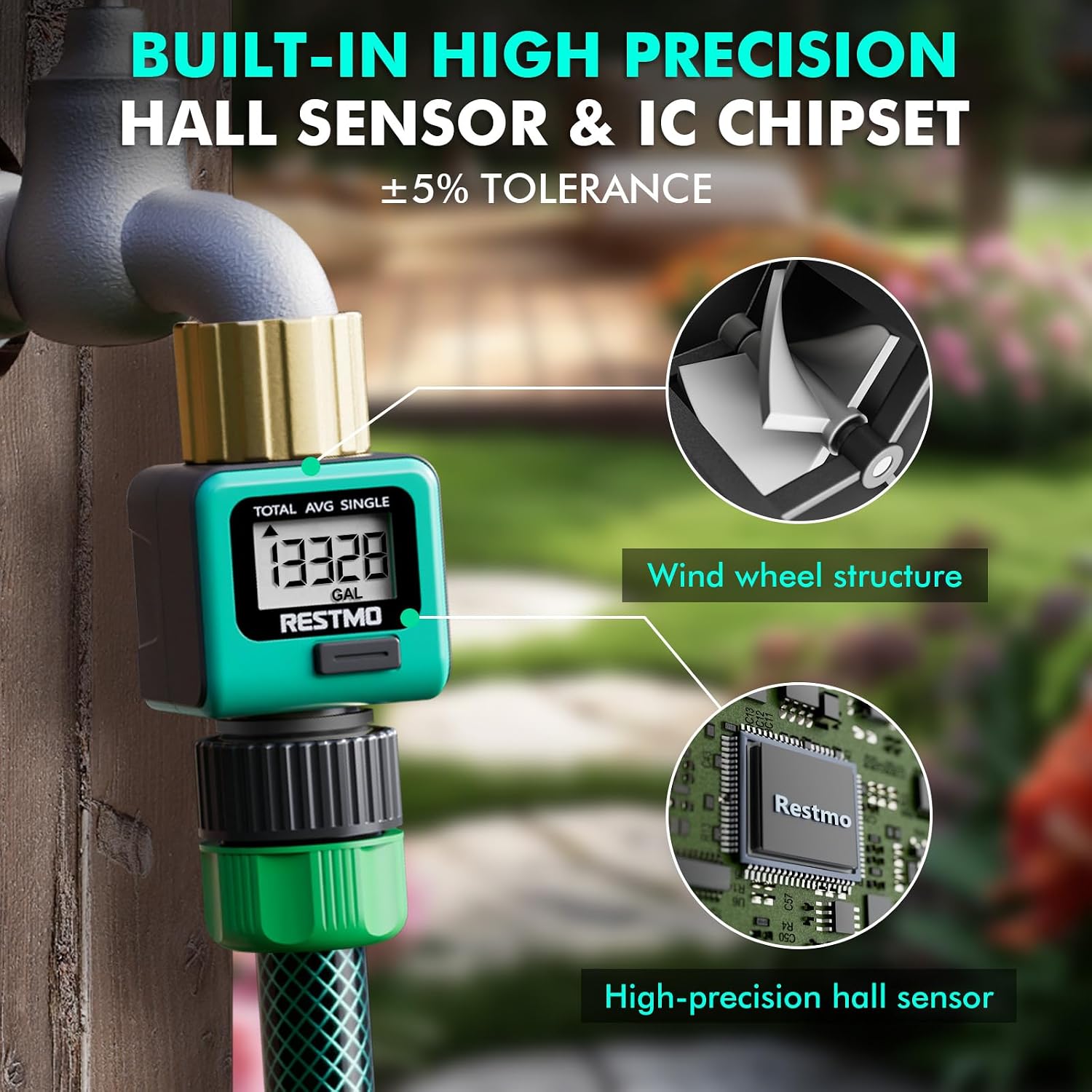 Detalle de RESTMO Water Flow Meter with Brass Inlet
