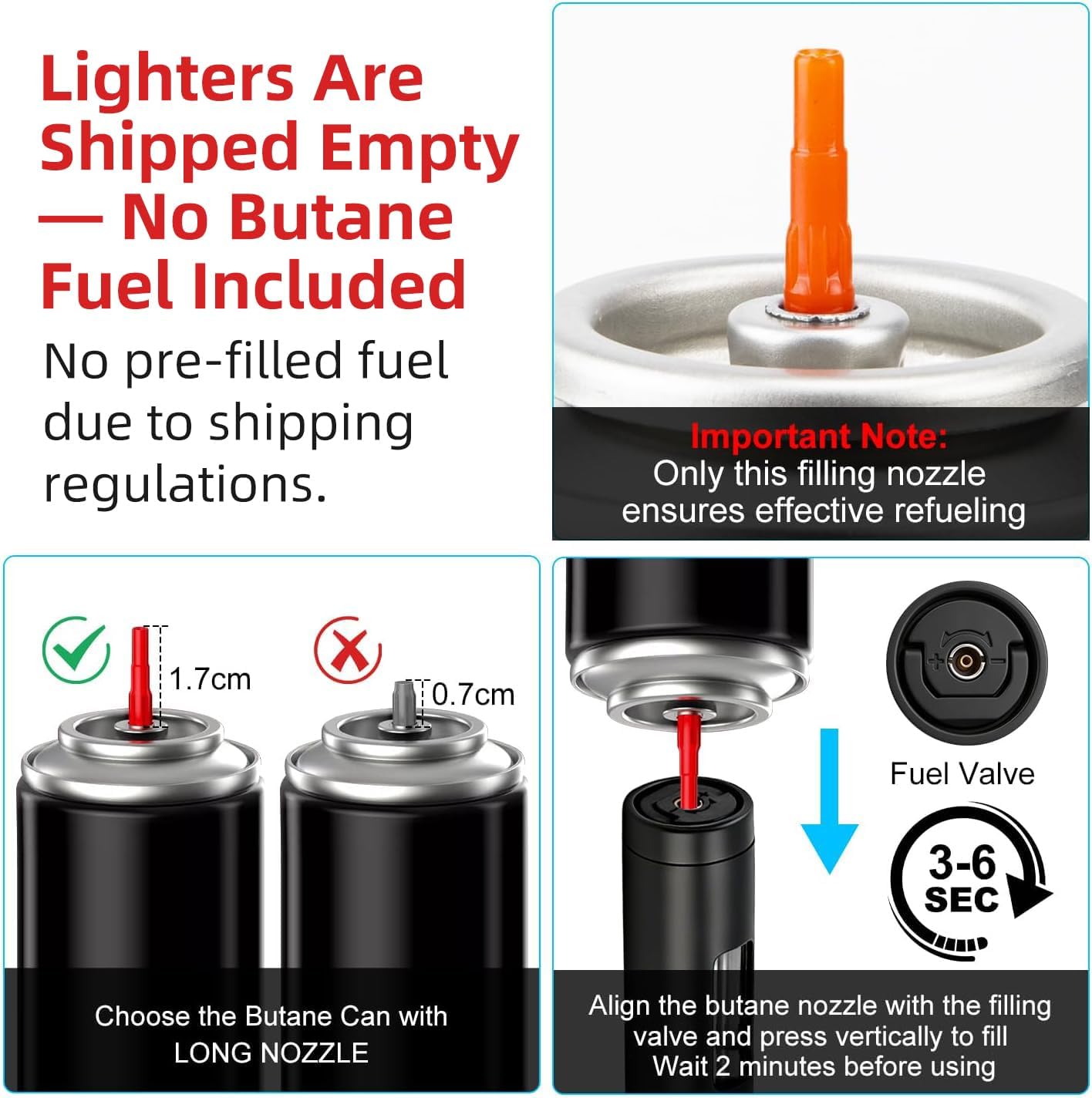 Detalle de LcFun LST-132-1 Refillable Torch Lighter 2-Pack, Wind-Resistant Flame