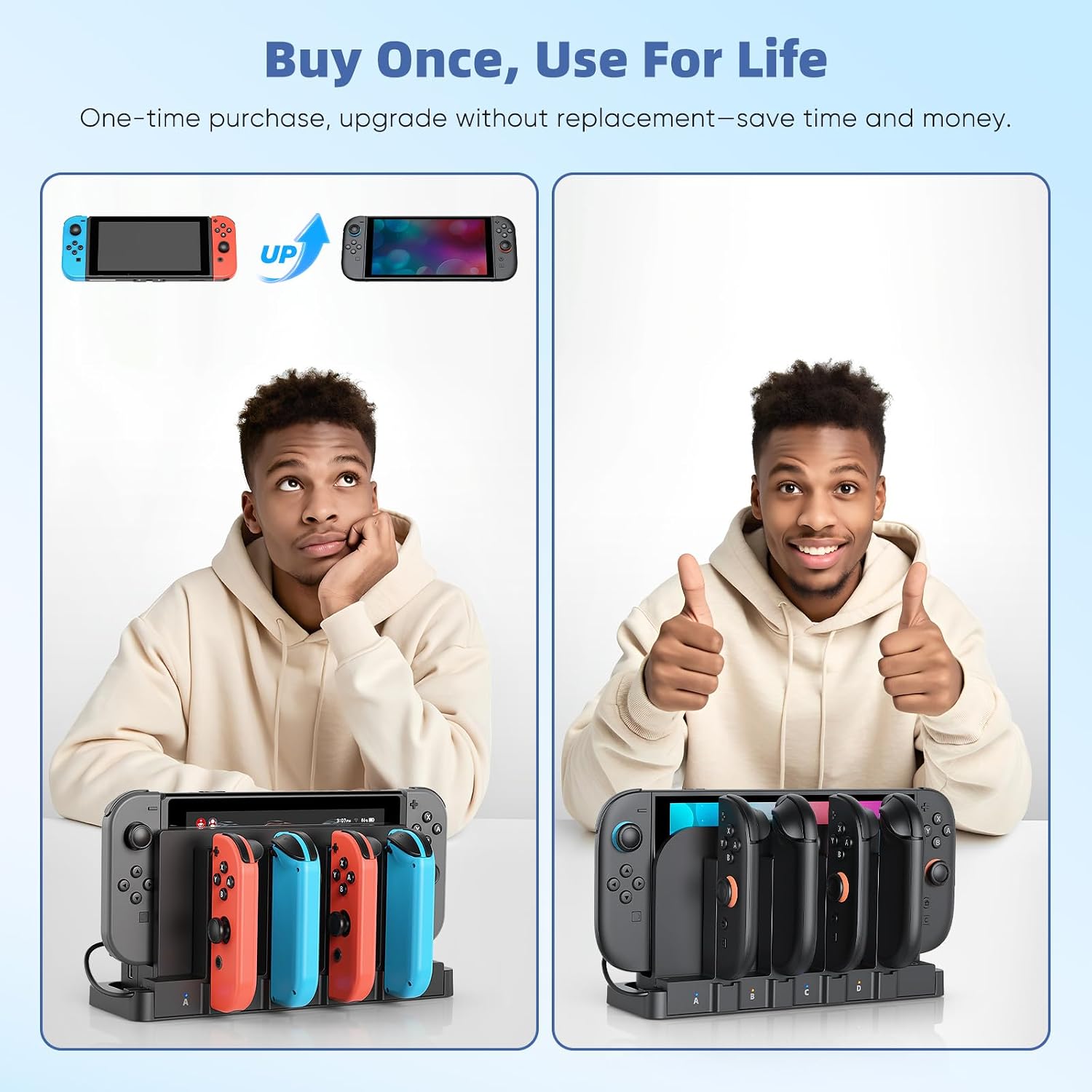 Detalle de FASTSNAIL 9-in-1 Magnetic Joy-Con Controller Charger Dock for Nintendo Switch 2, Switch OLED & Switch (1st gen)