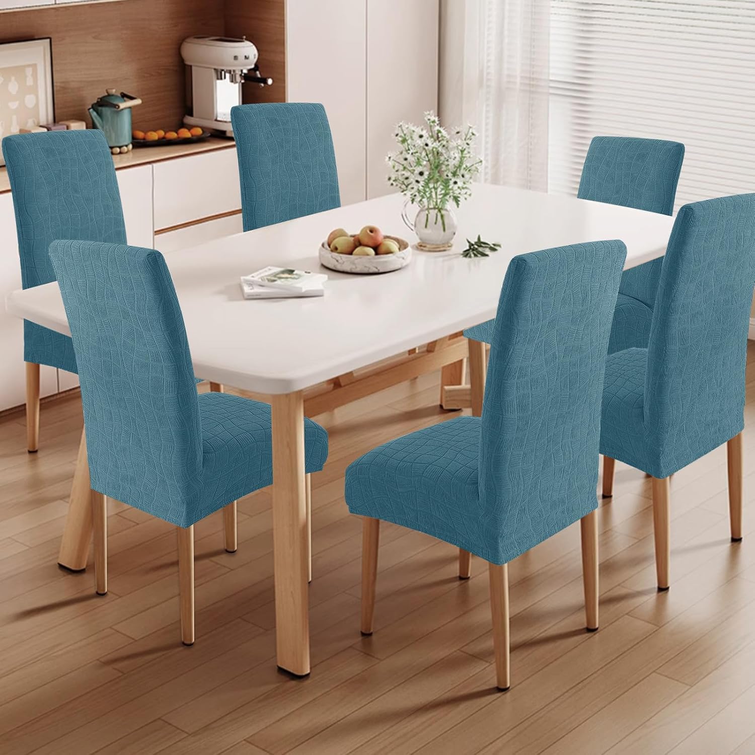 Thumbnail 1 de Ystyle Housse de chaise 6 pièces turquoise, housses extensibles élastiques lavables