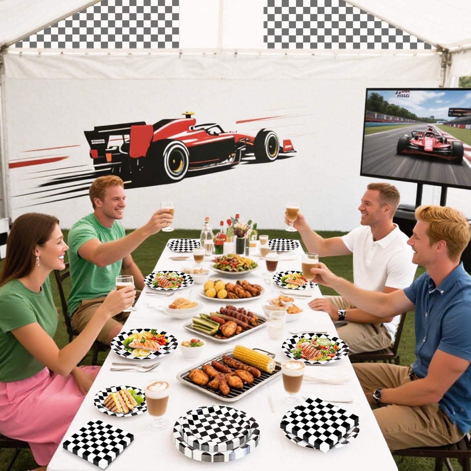 Thumbnail 4 de Race Car Party Plates Napkins Set