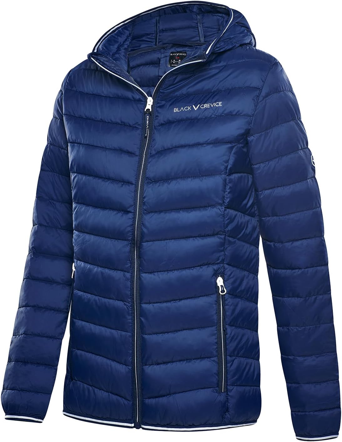 Detalle de Veste matelassée à capuche Black Crevice pour femme — légère, chaude et coupe-vent, impermeable