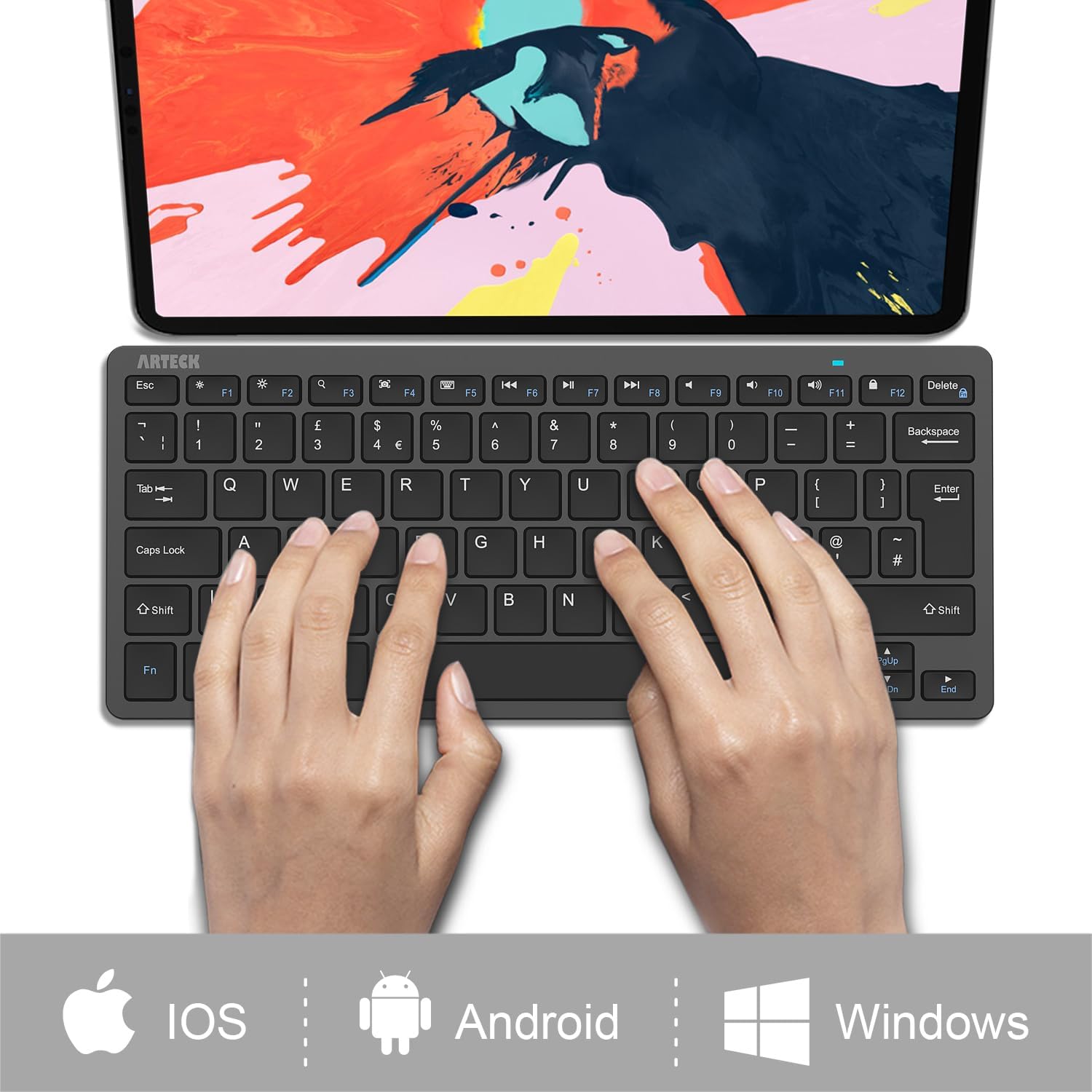 Detalle 1 de Arteck Ultra-Slim Bluetooth Keyboard 10.2-inch ⌨