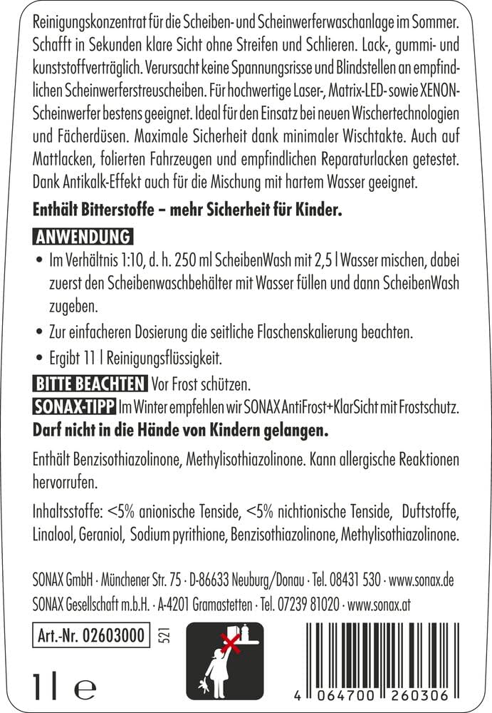 Detalle 2 de SONAX ScheibenWash Konzentrat Citrusduft 1 Liter