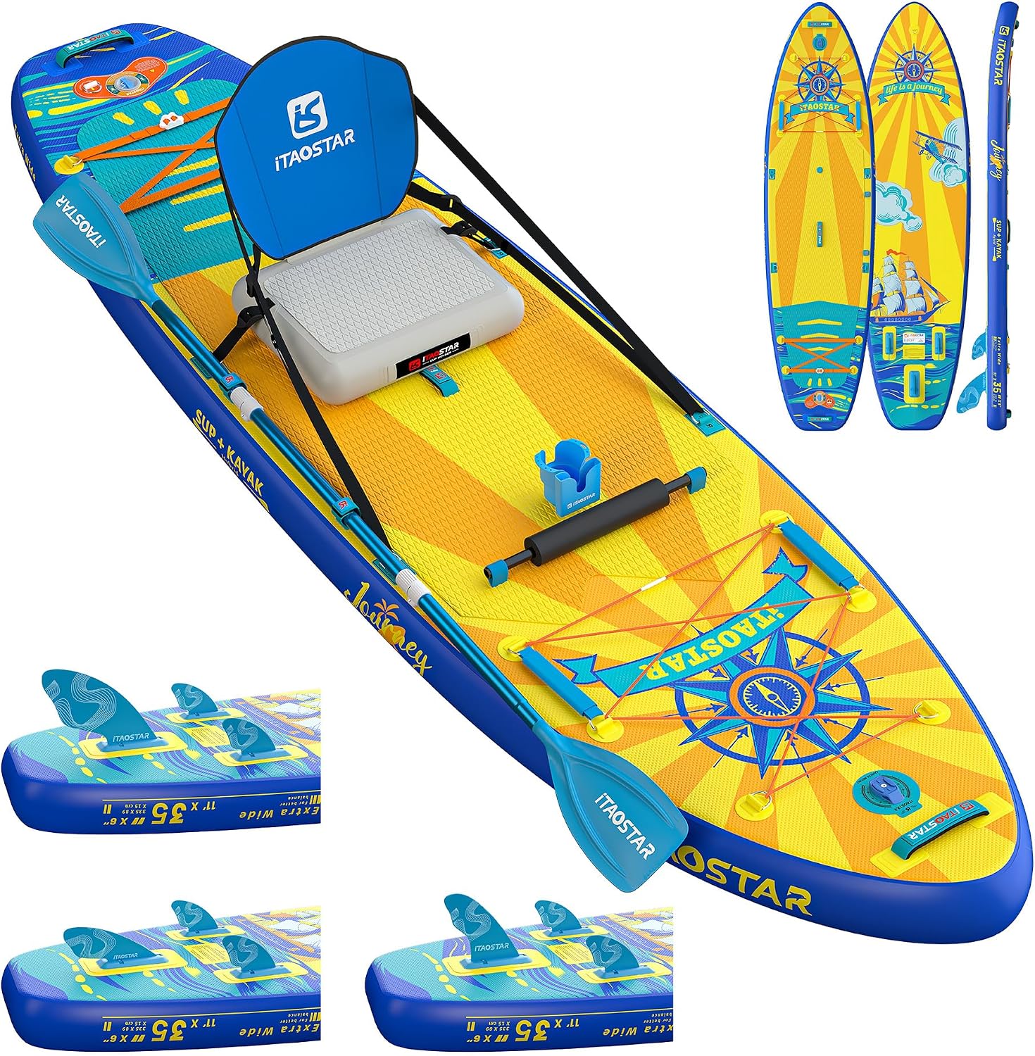 Detalle de iTAOSTAR Journey 11'6" Extra Wide Inflatable SUP: All-in-One Family Adventure Board