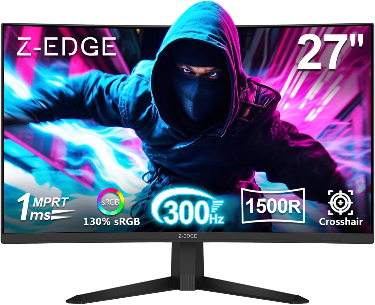 Z-Edge 27-Inch Curved Gaming Monitor – FHD 1080p, 300Hz, 1ms, FreeSync, 1500R