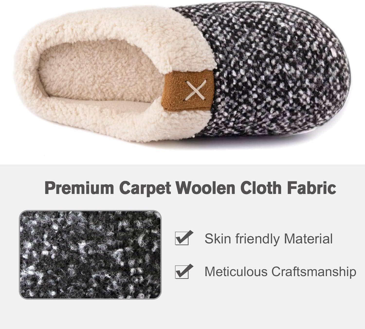 Detalle de ULTRAIDEAS Ladies' Cozy Memory Foam Slippers: Fuzzy Wool-Like Plush Lined House Shoes