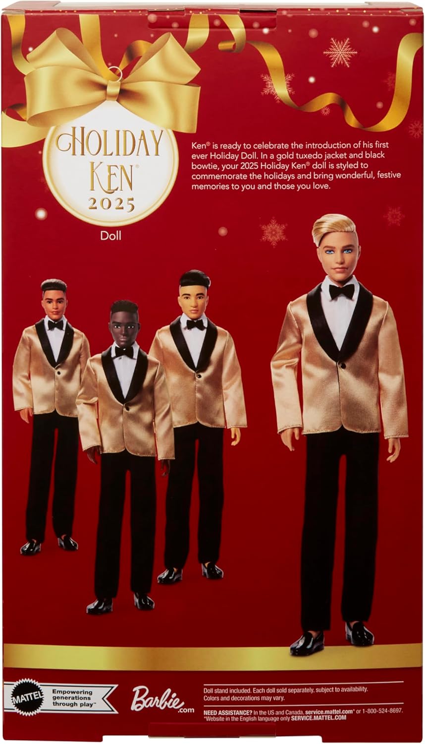 Thumbnail 5 de Barbie Signature 2025 Holiday – Blonder Ken als Sammlerfigur im komplettem Anzug mit goldener Jacke (JGK55)
