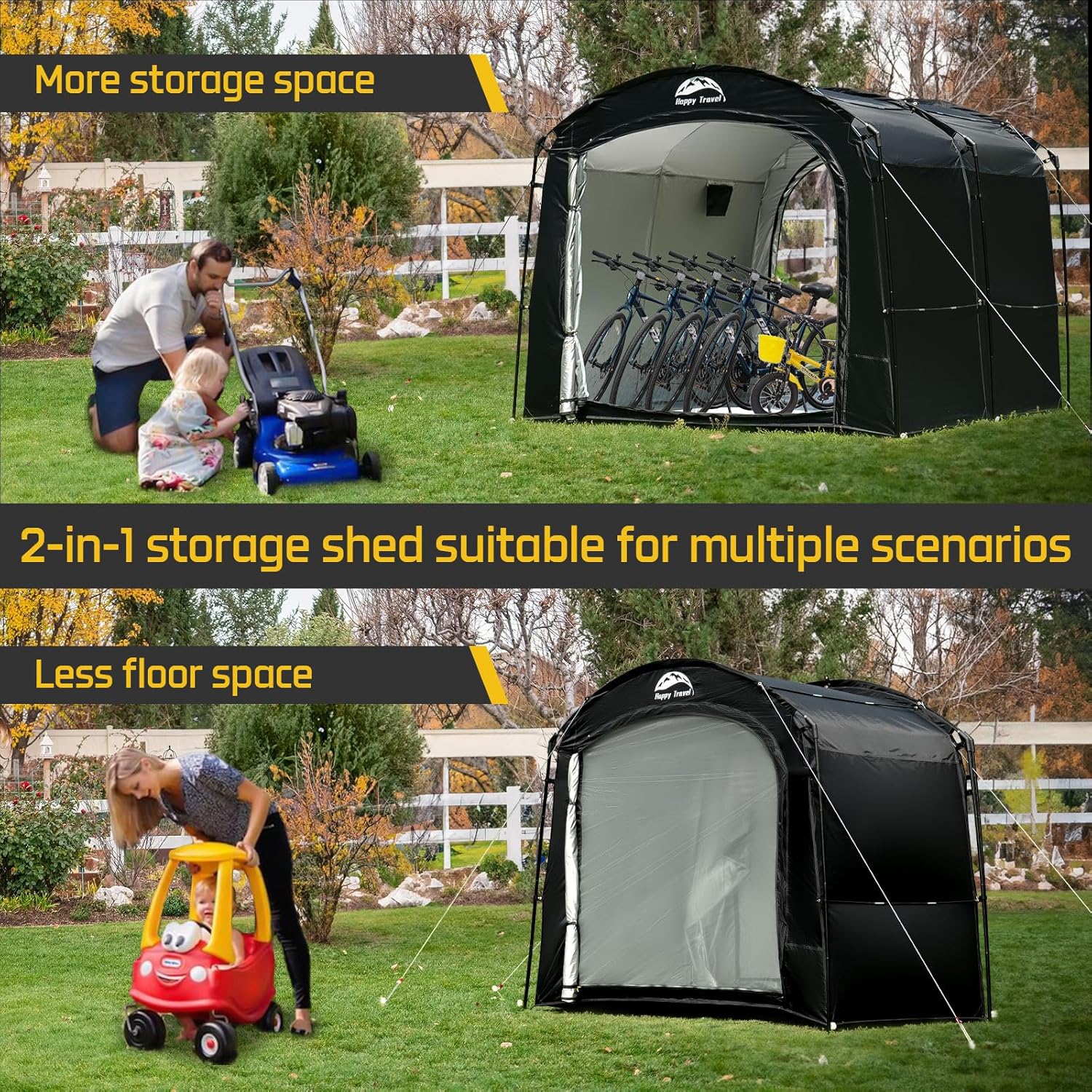 Detalle de HAPPY TRAVEL Bike Storage Tent, XXXL 8–10-Bike Waterproof Oxford Shelter