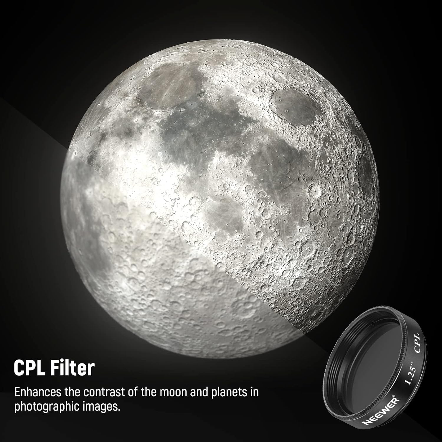 Detalle de Neewer 1.25-inch Telescope Filter Kit: CPL + Moon & Skyglow + Red/Orange/Yellow/Green/Blue Eyepiece Filters