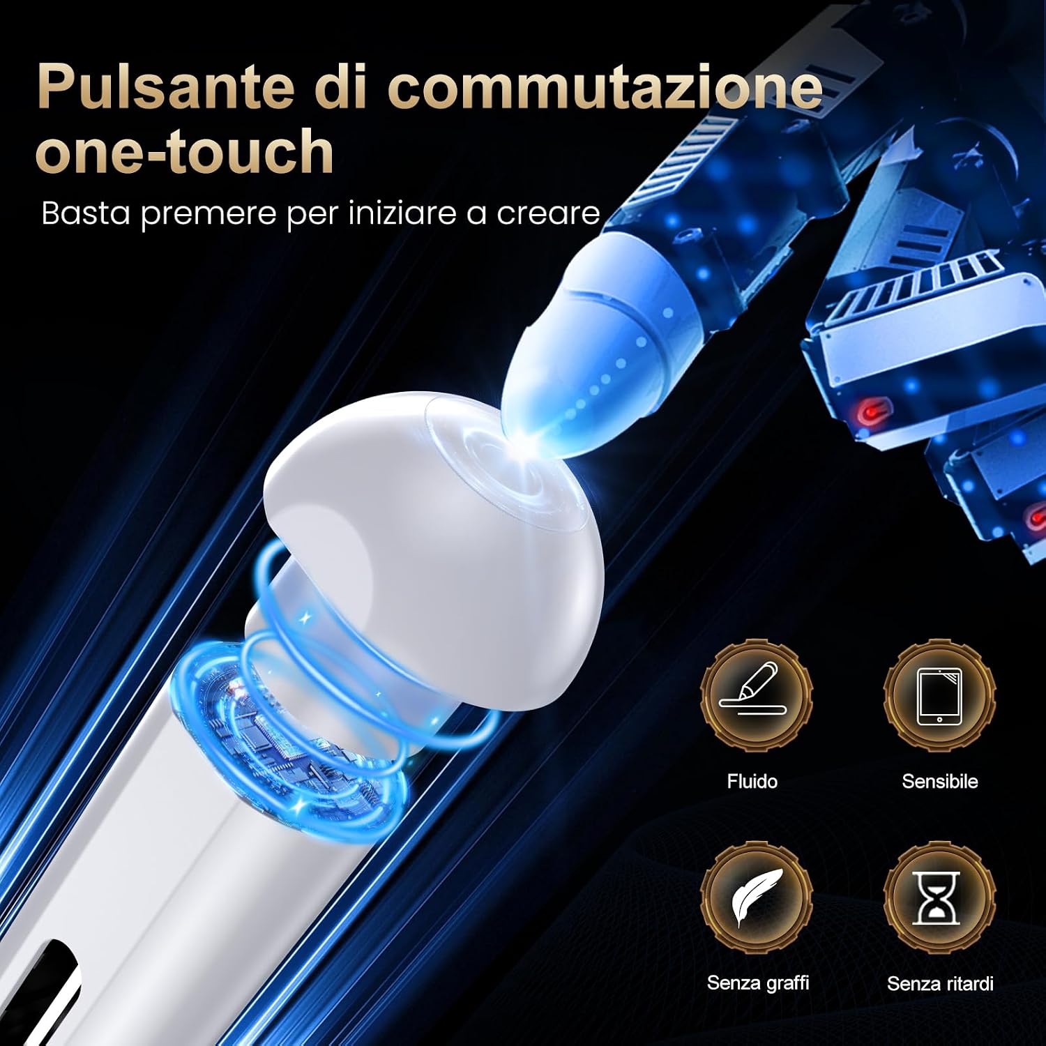 Detalle de BAZO Penna Compatibile per iPad 2018-2026: ricarica rapida, palm rejection e inclinazione - compatibilità ampia
