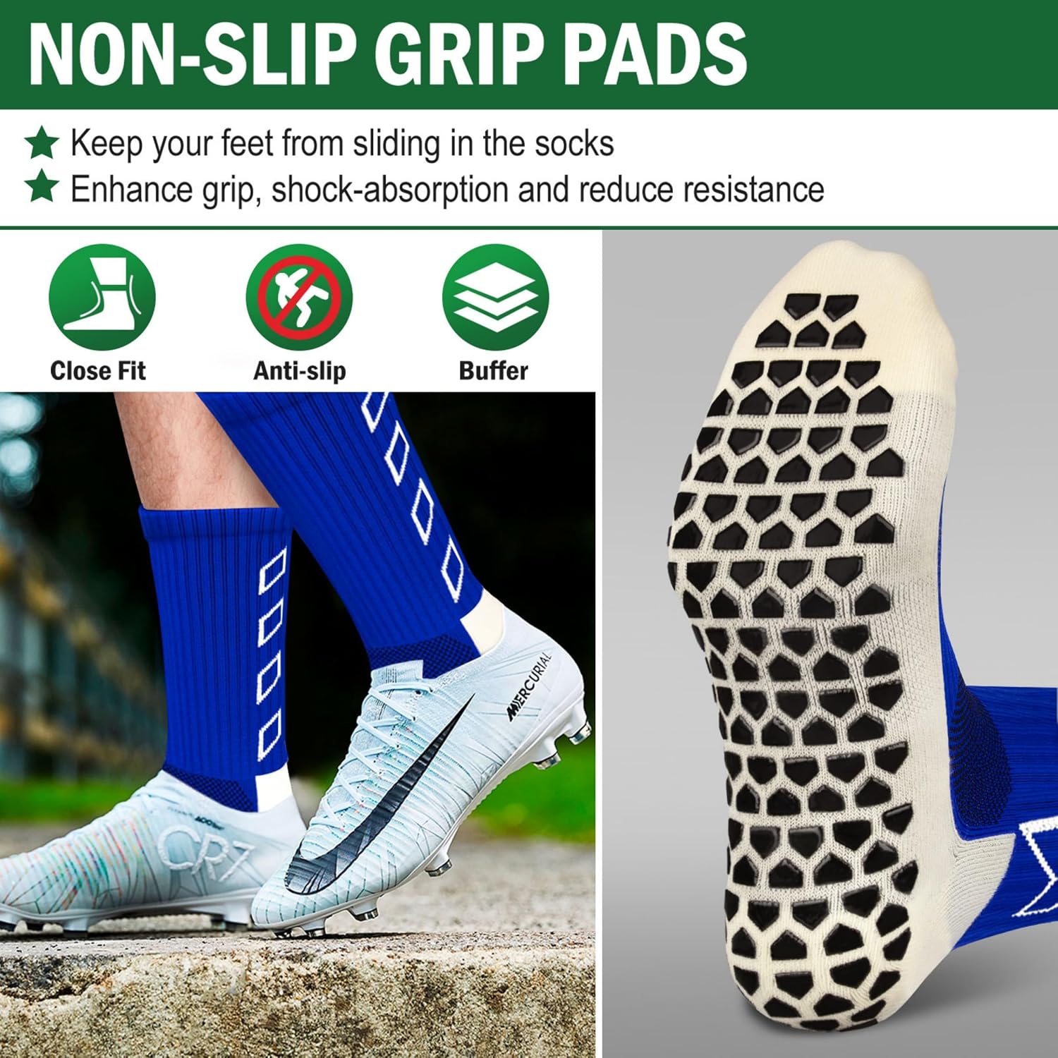 Detalle 2 de ENONEO Calze Calcio antiscivolo uomo 37-45 con grip, traspiranti e ammortizzanti