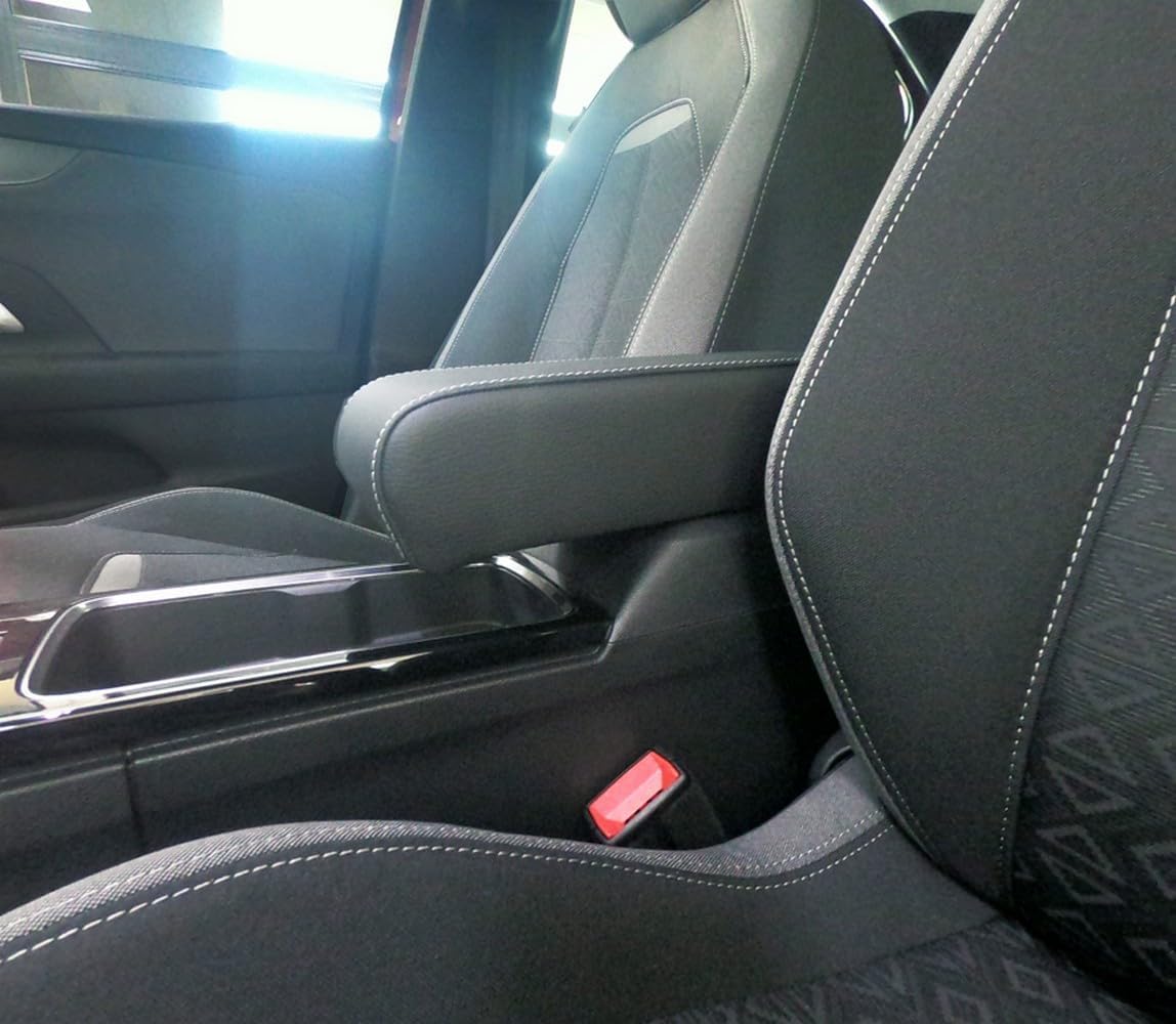 Detalle de Accoudoir WOOD COMPANY compatible Opel Mokka 2021 et Opel Mokka É (simili cuir noir, coutures gris glacé)