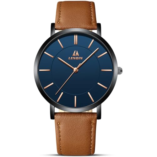 Detalle de LN LENQIN Montres Hommes – Montre analogique à quartz étanche 43 mm