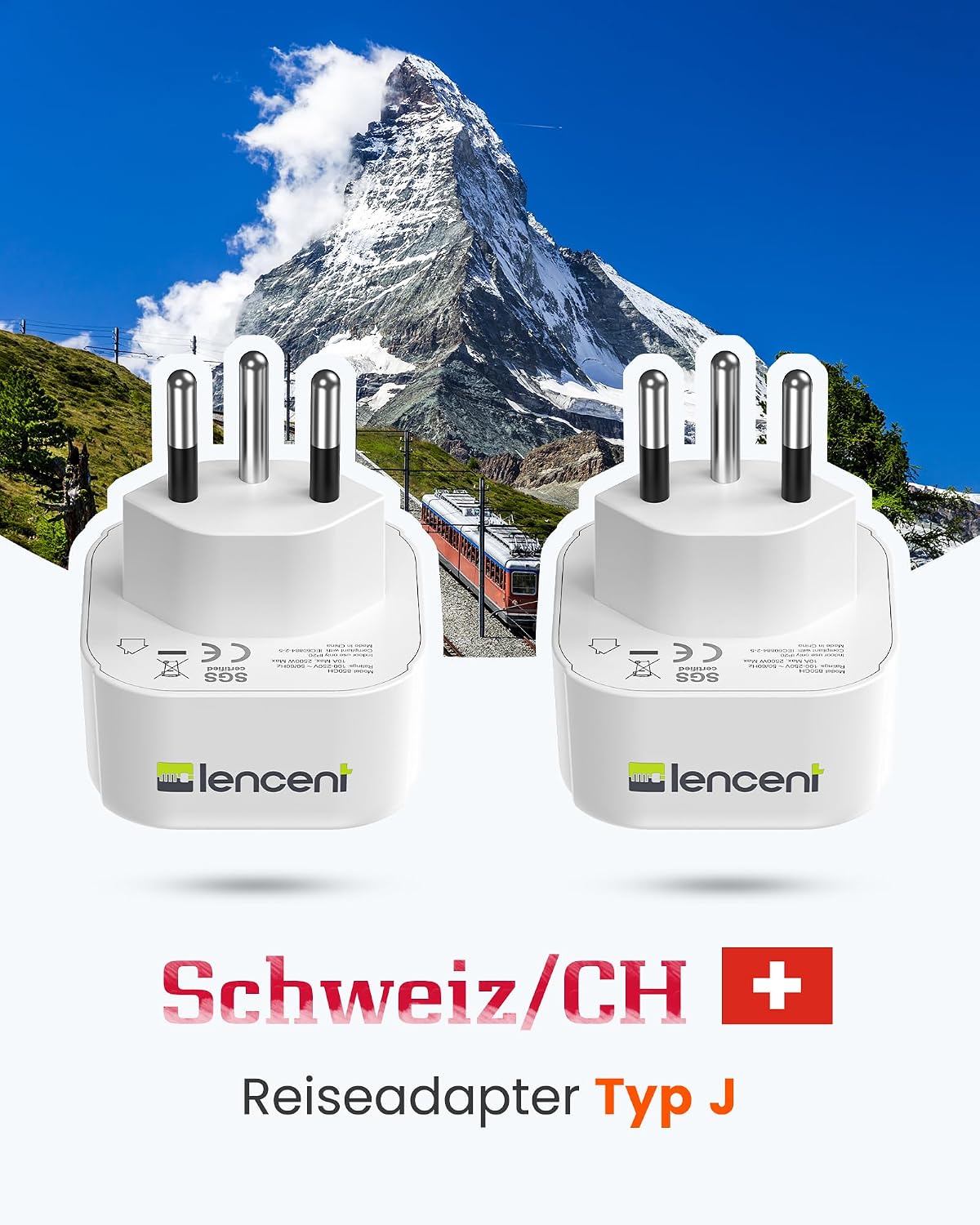 Thumbnail 2 de LENCENT Reiseadapter Typ-J EU-DE