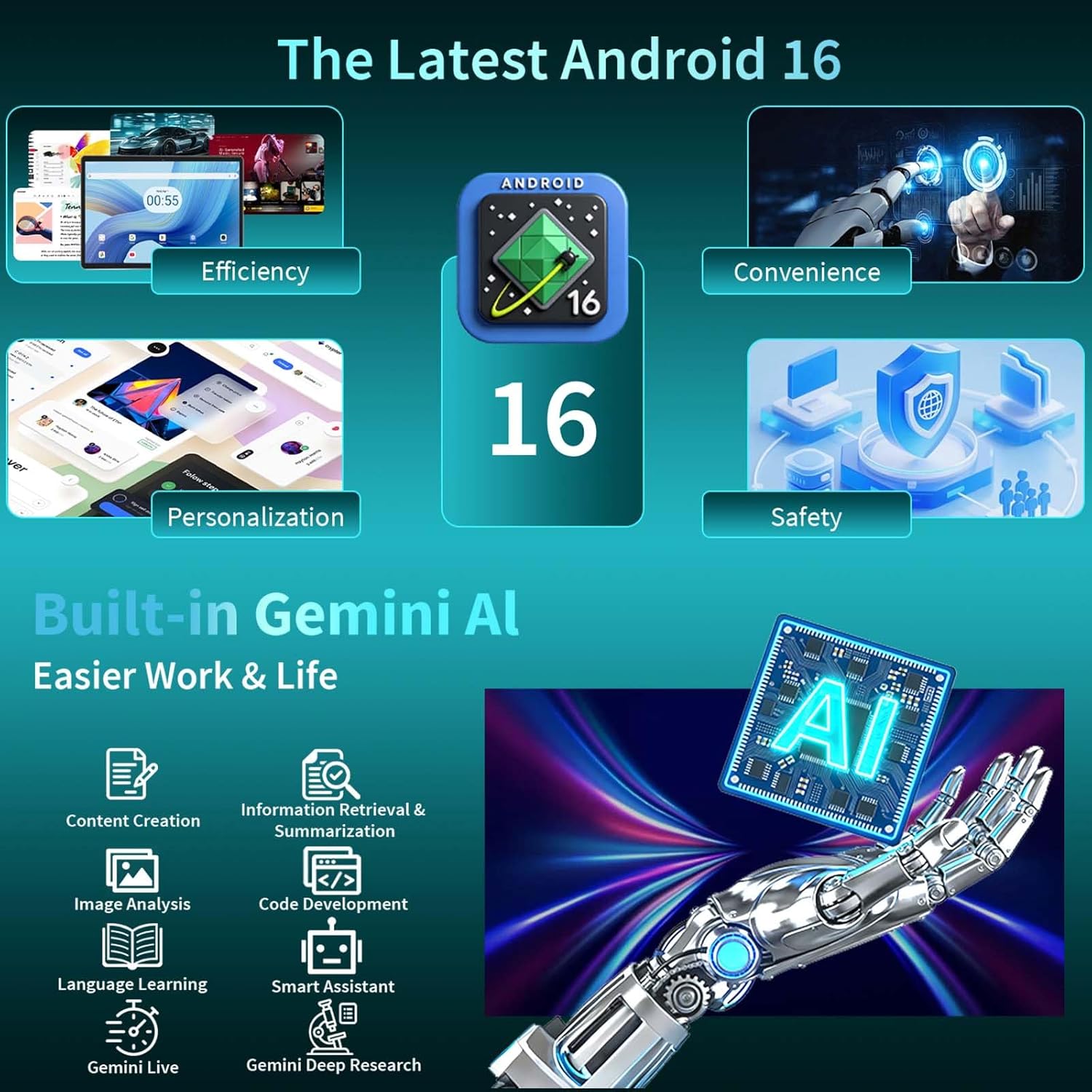 Detalle de JJGJ P90 13.4-Inch Android 16 Tablet with 2K IPS Display and Keyboard Bundle