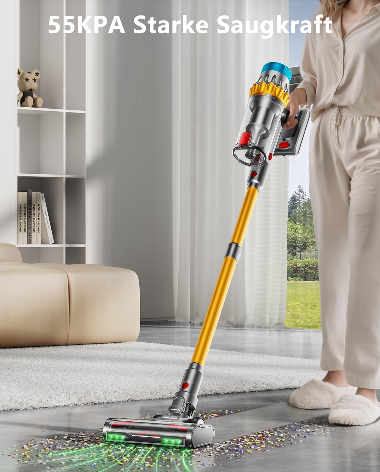 Detalle de JRFYHFT Akku Staubsauger Kabellos 55KPa/650W – 70 Minuten Laufzeit