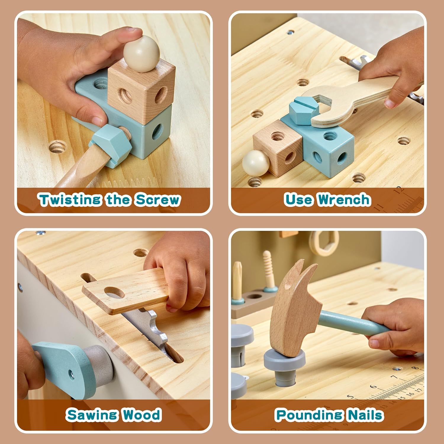 Detalle 2 de Holz-Werkbank Kinder Werkzeug Set (3–9 Jahre)