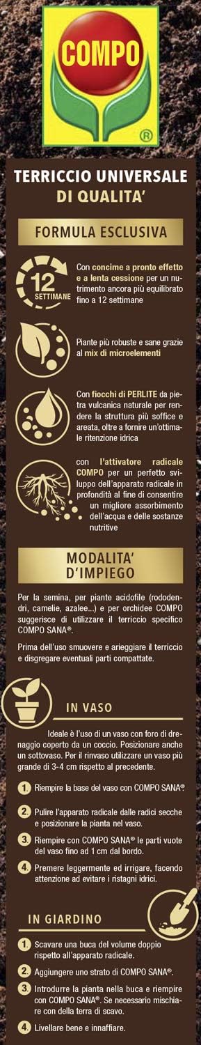 Detalle de COMPO SANA Terriccio Universale 50 l – per piante d'appartamento, balcone e giardino