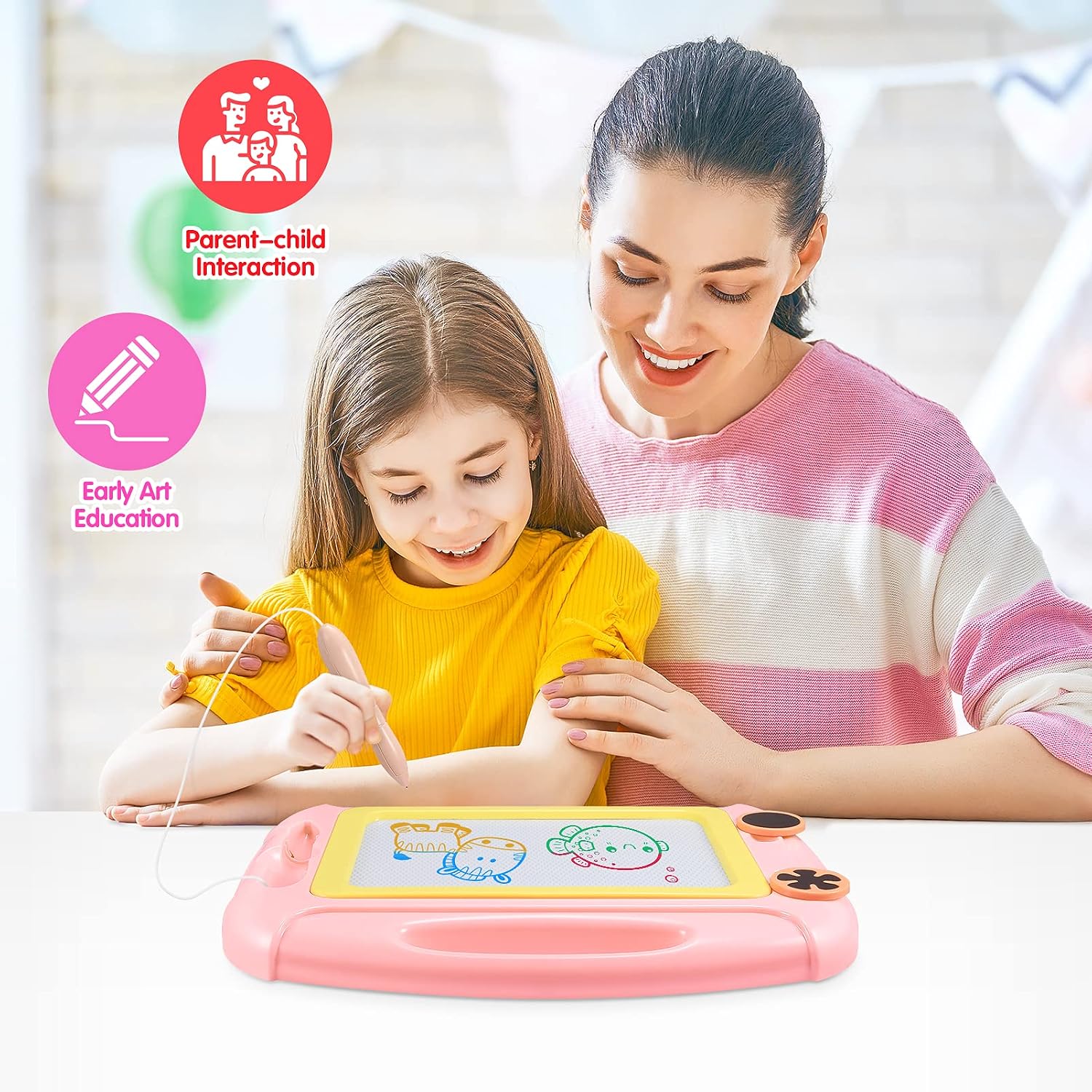 Detalle de EUCOCO Magnetic Drawing Board for 1–3 Year Olds: Safe, Colourful & Portable Learning Toy