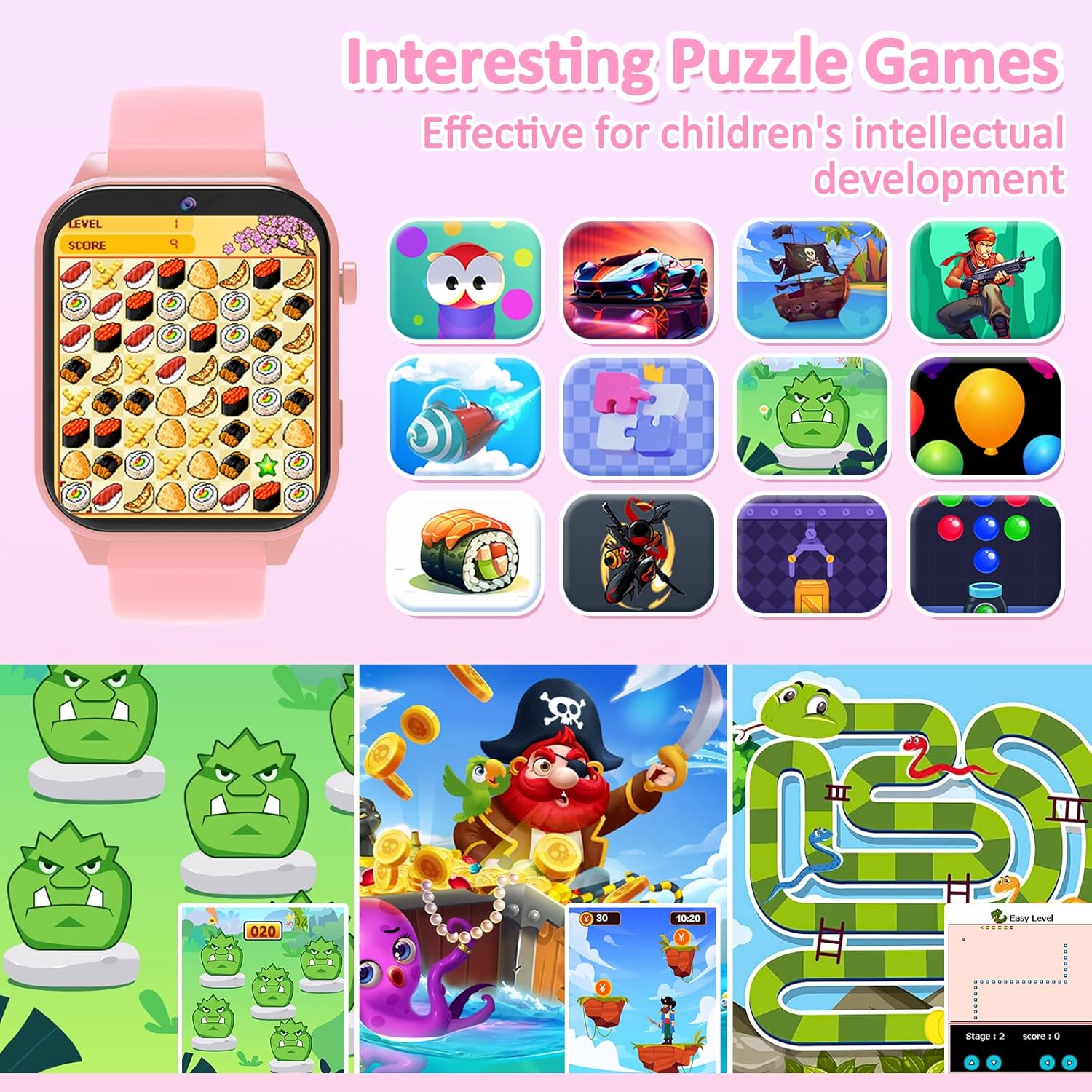 Thumbnail 5 de kaacly Kids Smart Watch for Girls & Boys (Pink) with DIY Face, Steps, Sleep Monitoring and Games