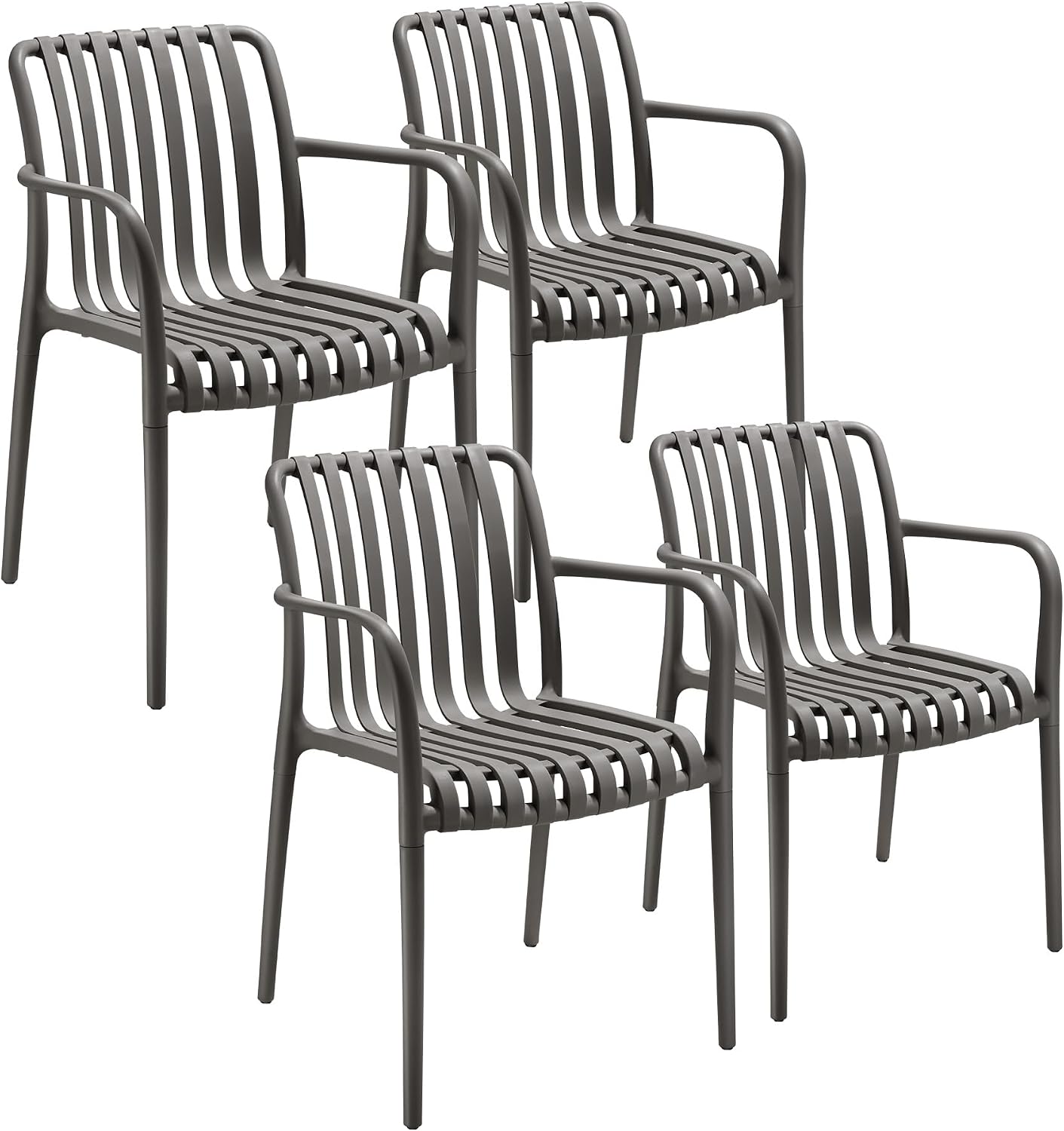 Detalle de tectake ALCUDIA 406047 trädgårdsstolar, 4-pack i antracit med armstöd