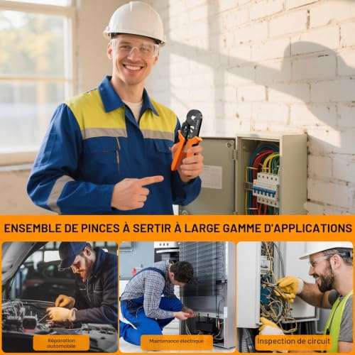 Detalle 2 de Pince à sertir Beizkna 0.25-10 mm² avec 1250 embouts de câblage — Sertissage précis et ergonomique