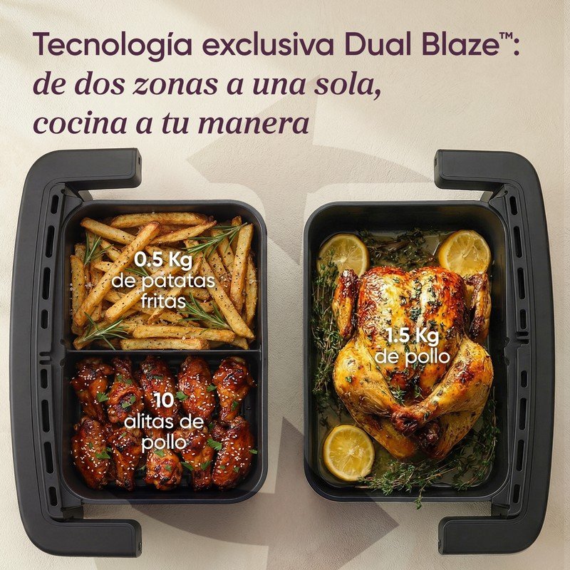 Detalle de Cosori Dual Blaze Twinfry Compact Chef Edition 8.6L 2700W: Freidora de Aire con Cesta Divisible