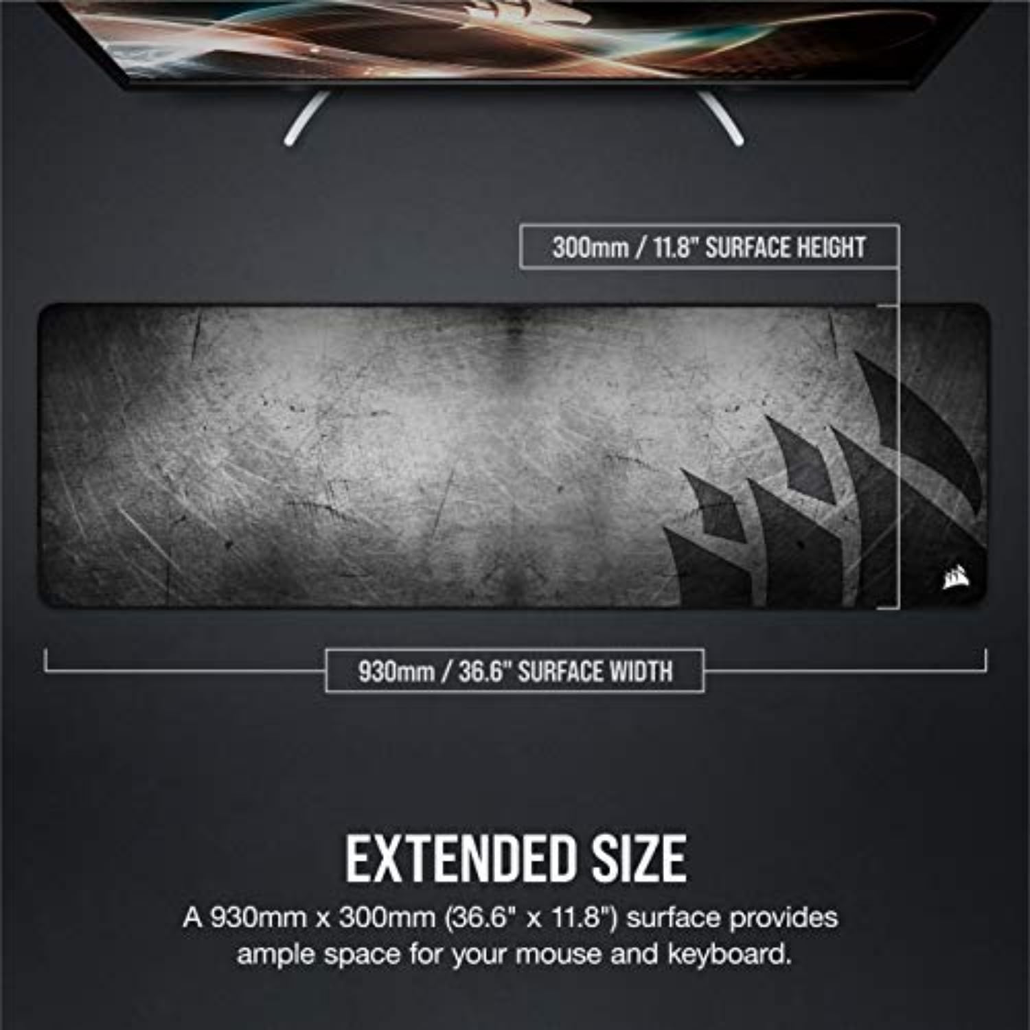 Thumbnail 4 de Corsair MM300 PRO Spritzwassergeschütztes Gaming-Mauspad Extended (93 × 30 cm) in Schwarz/Grau