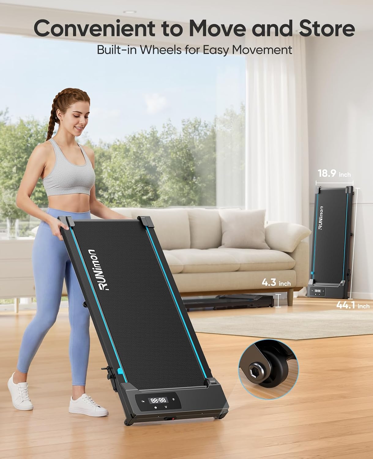 Thumbnail 6 de RUNIMON Walking Pad Treadmill with Manual Incline, LED Display and App Control