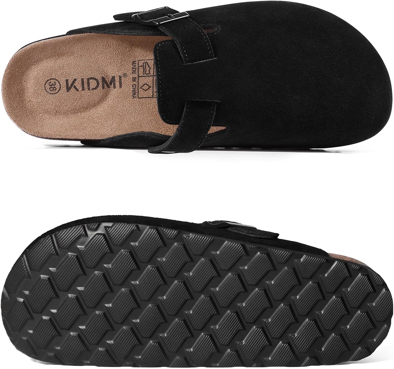 Thumbnail 3 de KIDMI Genuine Suede Clogs for Women with Cork Footbed, Arch Support & Adjustable Metal Buckle Straps